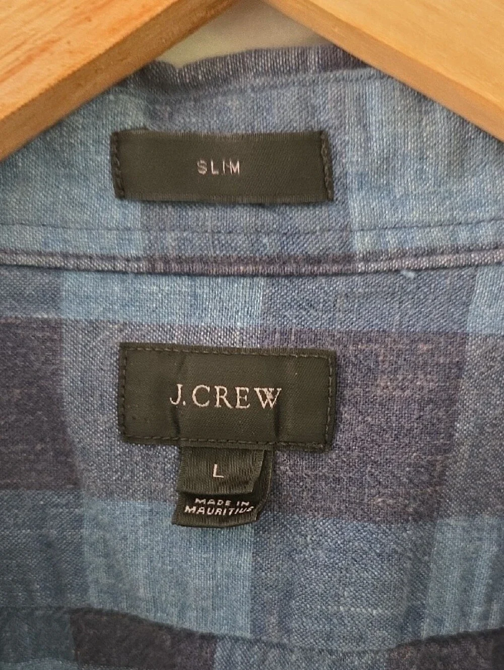 J. Crew Men's Blue Plaid Cotton Long-Sleeve Casual Button-Down Shirt